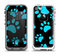 The Black & Turquoise Paw Print Apple iPhone 5-5s LifeProof Fre Case Skin Set