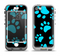 The Black & Turquoise Paw Print Apple iPhone 5-5s LifeProof Nuud Case Skin Set
