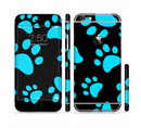 The Black & Turquoise Paw Print Sectioned Skin Series for the Apple iPhone 6/6s Plus