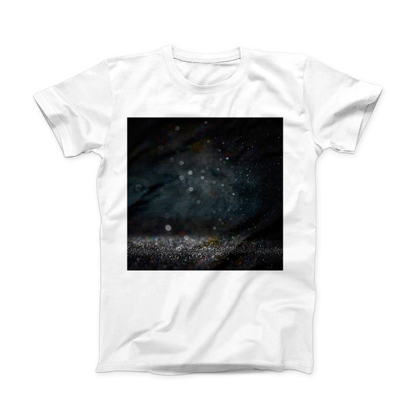 The Black Unfocused Glowing Shimmer ink-Fuzed Front Spot Graphic Unisex Soft-Fitted Tee Shirt
