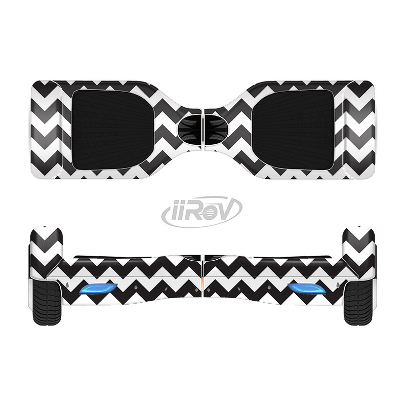 The Black & White Chevron Pattern Full-Body Skin Set for the Smart Drifting SuperCharged iiRov HoverBoard