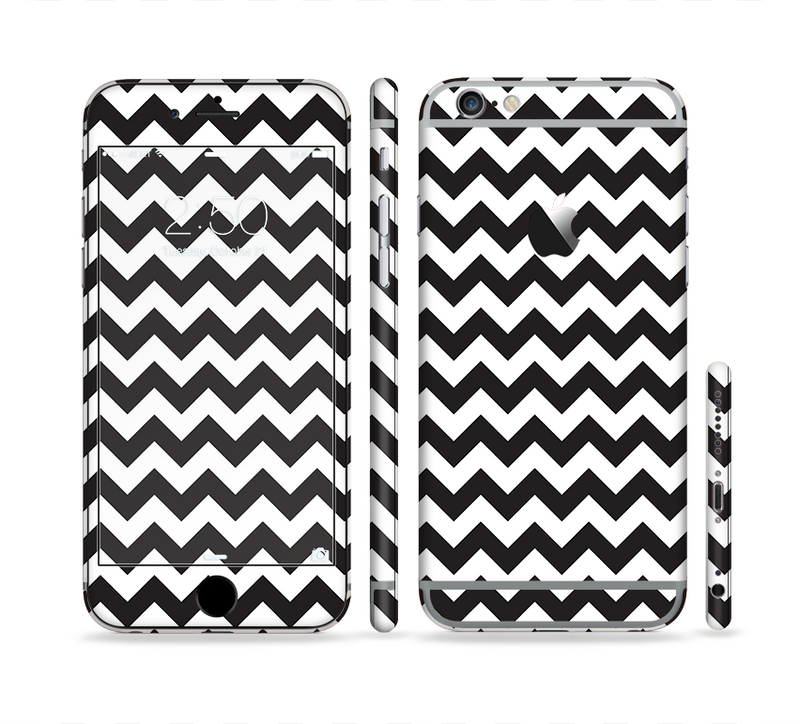 The Black & White Chevron Pattern Sectioned Skin Series for the Apple iPhone 6/6s Plus