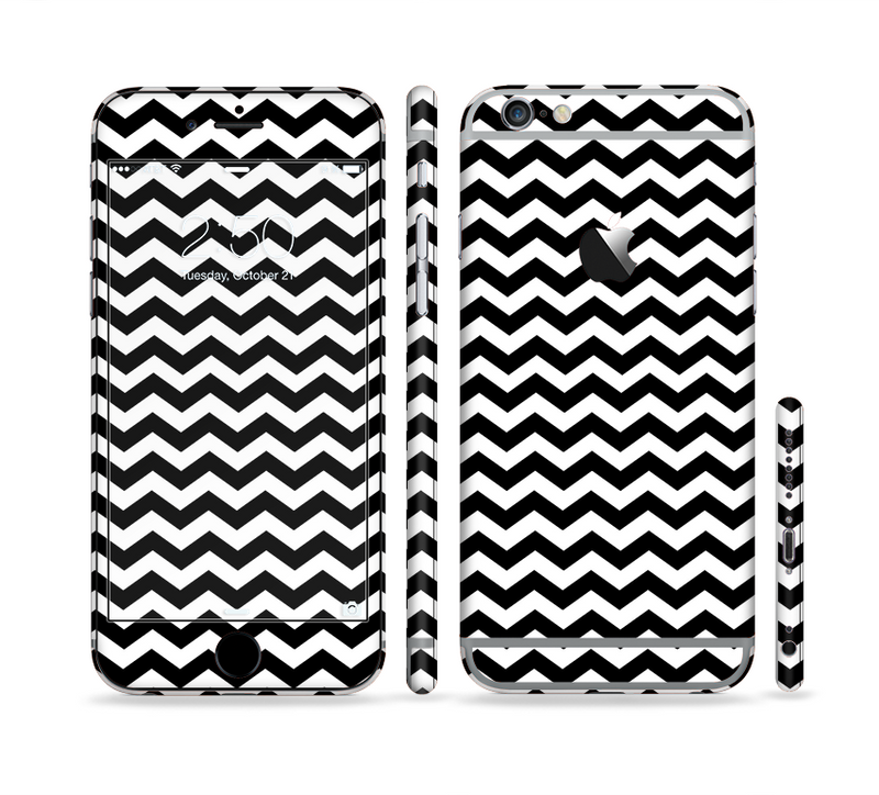 The Black & White Chevron Pattern V2 Sectioned Skin Series for the Apple iPhone 6/6s