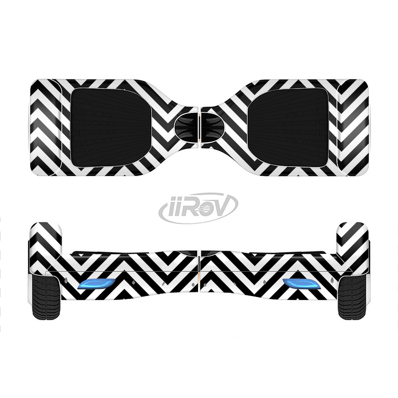 The Black & White Sharp Chevron Pattern Full-Body Skin Set for the Smart Drifting SuperCharged iiRov HoverBoard