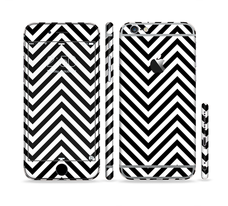 The Black & White Sharp Chevron Pattern Sectioned Skin Series for the Apple iPhone 6/6s