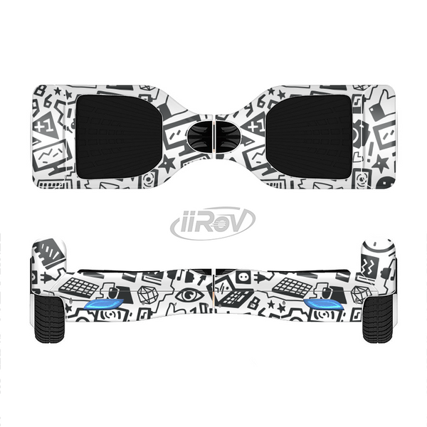 The Black & White Technology Icon Full-Body Skin Set for the Smart Drifting SuperCharged iiRov HoverBoard