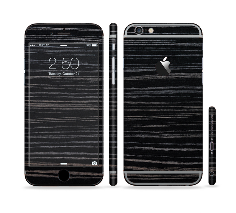 The Black Wood Texture Sectioned Skin Series for the Apple iPhone 6/6s Plus