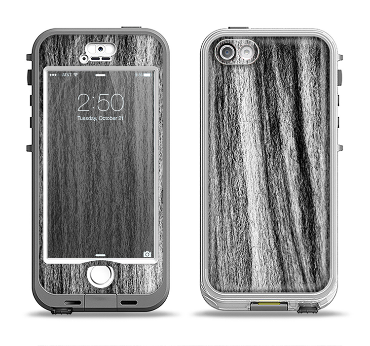 The Black and Grey Frizzy Texture Apple iPhone 5-5s LifeProof Nuud Case Skin Set