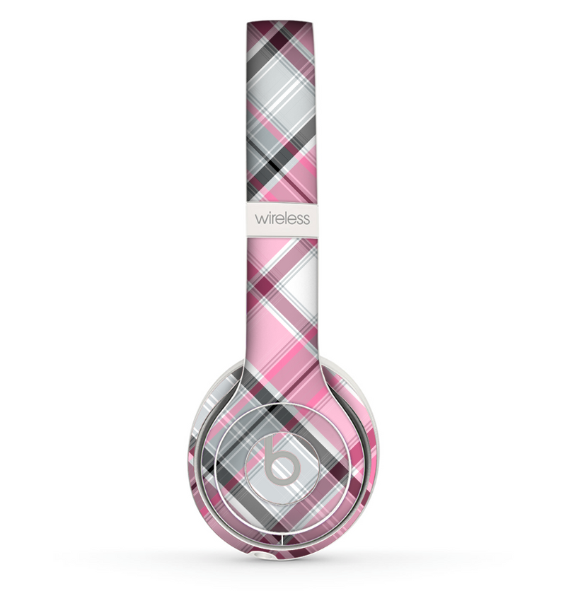 The Black and Pink Layered Plaid V5 Skin Set for the Beats by Dre Solo 2 Wireless Headphones