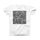 The Black and White Aztec Paisley ink-Fuzed Front Spot Graphic Unisex Soft-Fitted Tee Shirt