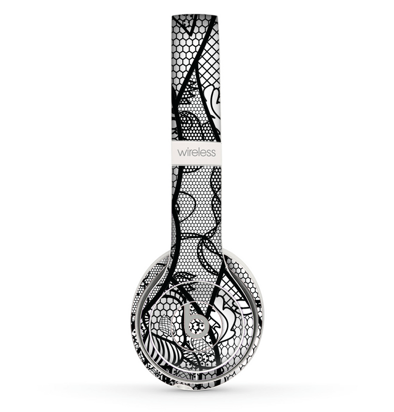 The Black and White Lace Design Skin Set for the Beats by Dre Solo 2 Wireless Headphones