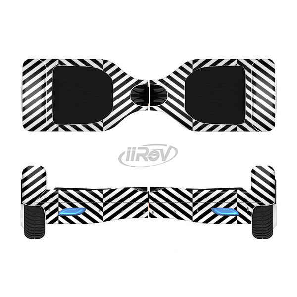 The Black and White Opposite Stripes Full-Body Skin Set for the Smart Drifting SuperCharged iiRov HoverBoard