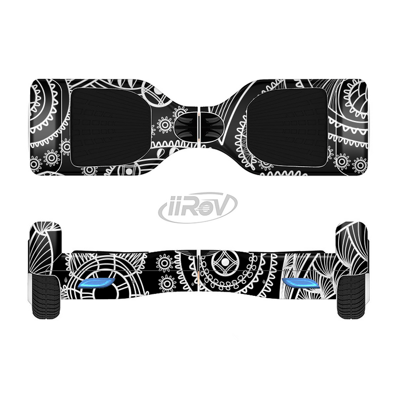 The Black and White Paisley Pattern v14 Full-Body Skin Set for the Smart Drifting SuperCharged iiRov HoverBoard
