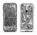 The Black and White Spotted Hearts Apple iPhone 5-5s LifeProof Fre Case Skin Set
