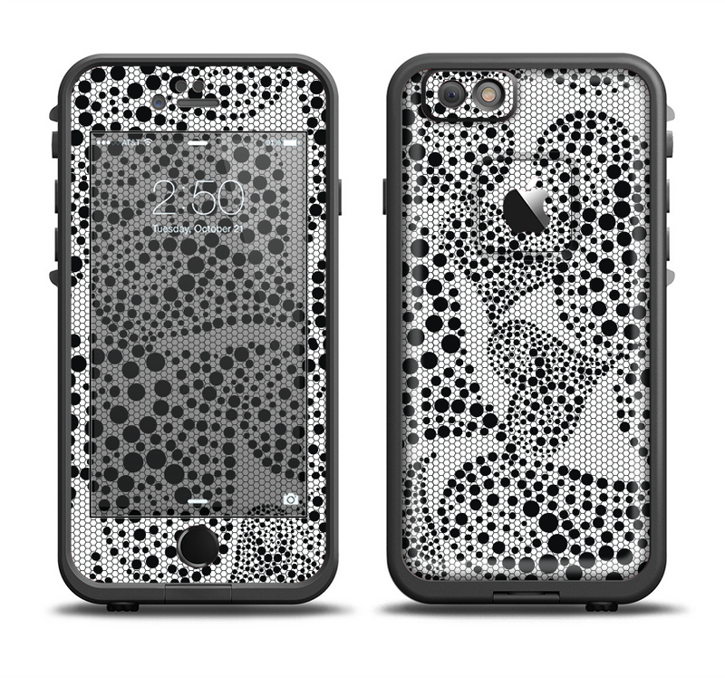 The Black and White Spotted Hearts Apple iPhone 6/6s LifeProof Fre Case Skin Set