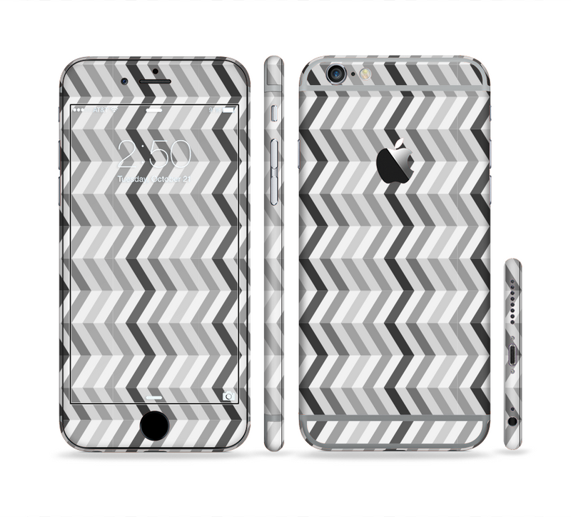 The Black and White Thin Lined ZigZag Pattern Sectioned Skin Series for the Apple iPhone 6/6s