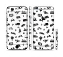The Black and White Travel Collage Pattern Sectioned Skin Series for the Apple iPhone 6/6s Plus