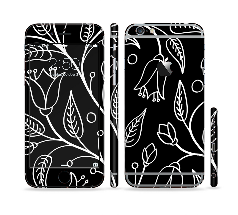 The Black and White Vector Branches Sectioned Skin Series for the Apple iPhone 6/6s