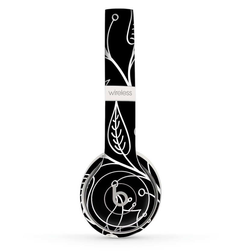 The Black and White Vector Branches Skin Set for the Beats by Dre Solo 2 Wireless Headphones
