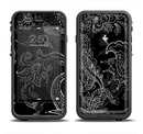 The Black with Thin White Paisley Pattern Apple iPhone 6/6s LifeProof Fre Case Skin Set