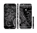 The Black with Thin White Paisley Pattern Sectioned Skin Series for the Apple iPhone 6/6s