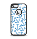 The Blue Anchor Stitched Pattern Apple iPhone 5-5s Otterbox Defender Case Skin Set