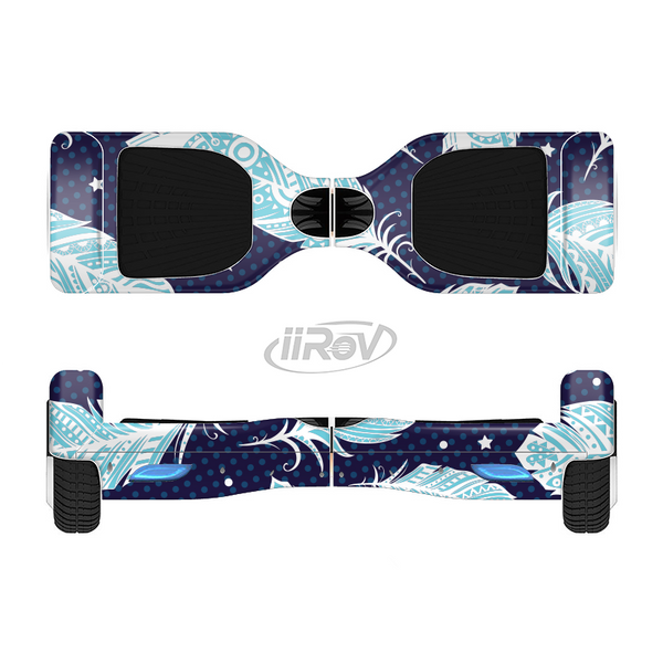 The Blue Aztec Feathers and Stars Full-Body Skin Set for the Smart Drifting SuperCharged iiRov HoverBoard