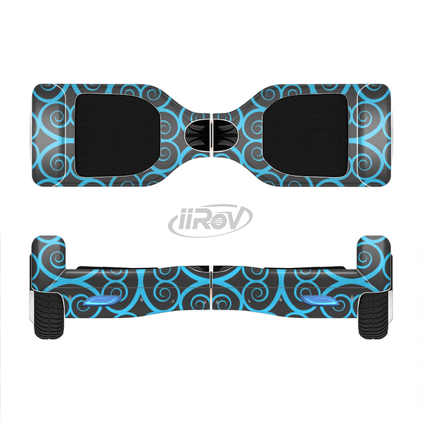 The Blue & Black Spirals Pattern Full-Body Skin Set for the Smart Drifting SuperCharged iiRov HoverBoard