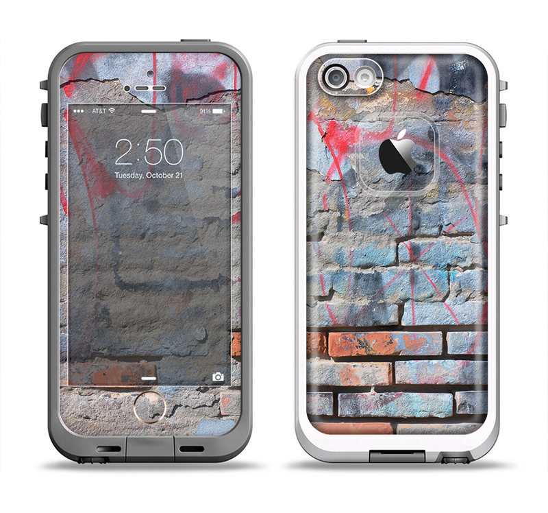 The Blue Chipped Graffiti Wall Apple iPhone 5-5s LifeProof Fre Case Skin Set