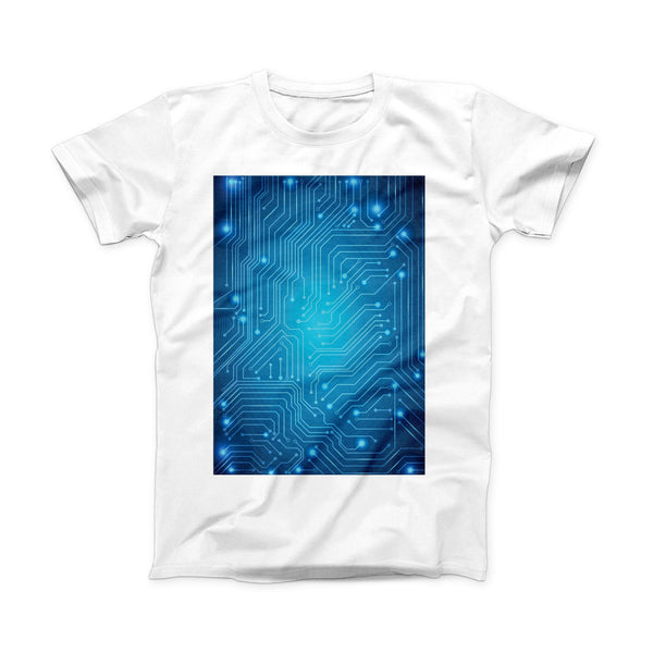 The Blue Circuit Board V2 ink-Fuzed Front Spot Graphic Unisex Soft-Fitted Tee Shirt