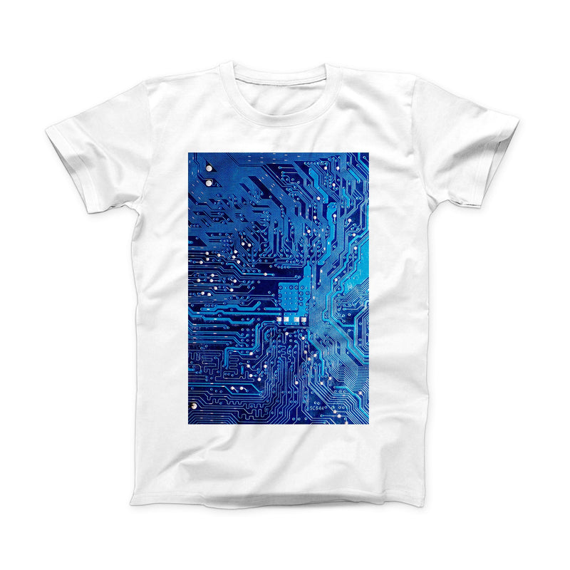 The Blue Cirtcuit Board V1 ink-Fuzed Front Spot Graphic Unisex Soft-Fitted Tee Shirt