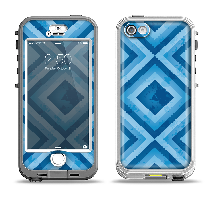 The Blue Diamond Pattern Apple iPhone 5-5s LifeProof Nuud Case Skin Set