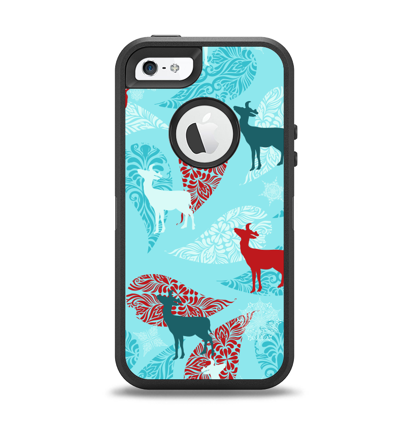 The Blue Fun Colored Deer Vector Apple iPhone 5-5s Otterbox Defender Case Skin Set