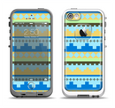 The Blue & Gold Tribal Ethic Geometric Pattern Apple iPhone 5-5s LifeProof Fre Case Skin Set