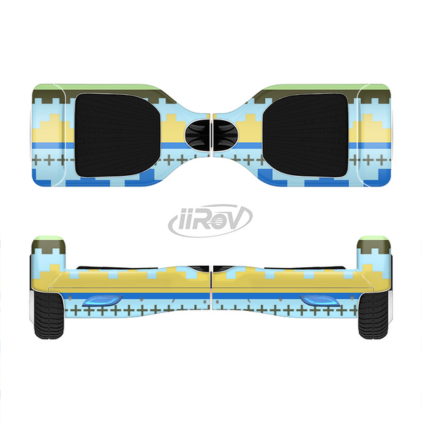 The Blue & Gold Tribal Ethic Geometric Pattern Full-Body Skin Set for the Smart Drifting SuperCharged iiRov HoverBoard