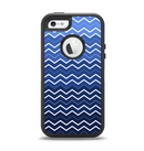 The Blue Gradient Layered Chevron Apple iPhone 5-5s Otterbox Defender Case Skin Set