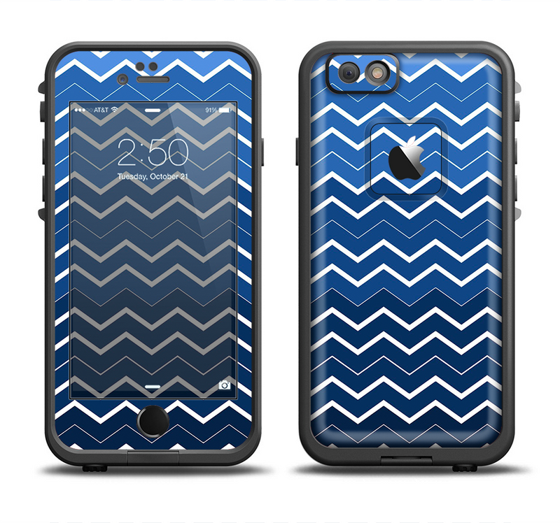 The Blue Gradient Layered Chevron Apple iPhone 6/6s LifeProof Fre Case Skin Set