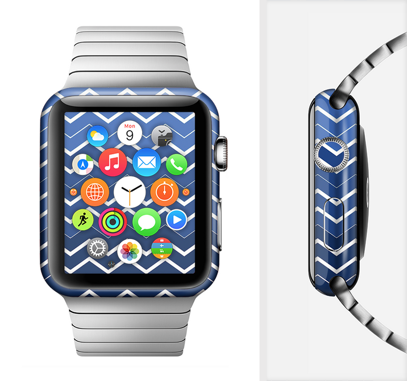 The Blue Gradient Layered Chevron Full-Body Skin Set for the Apple Watch