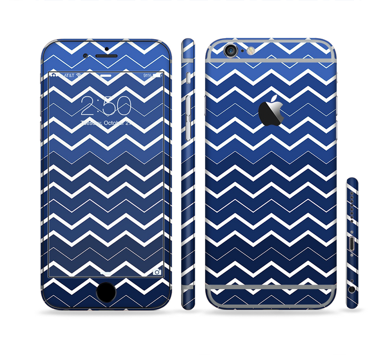 The Blue Gradient Layered Chevron Sectioned Skin Series for the Apple iPhone 6/6s Plus
