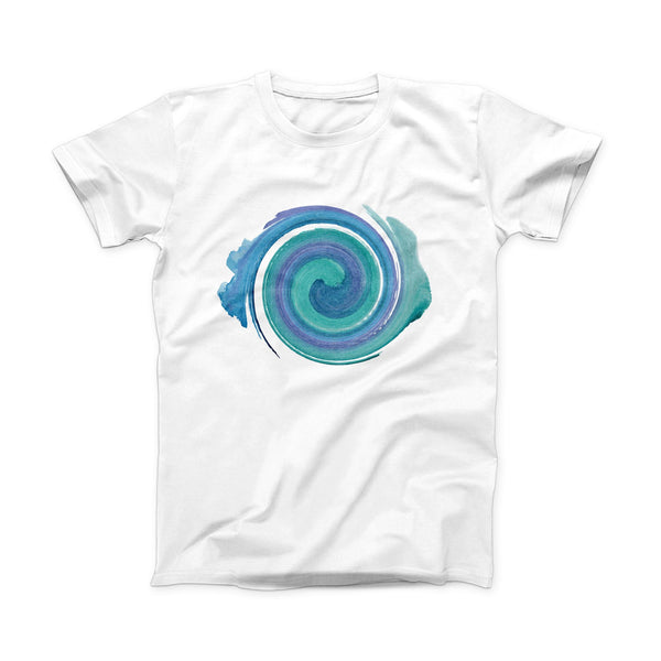 The Blue & Green Watercolor Swirl ink-Fuzed Front Spot Graphic Unisex Soft-Fitted Tee Shirt