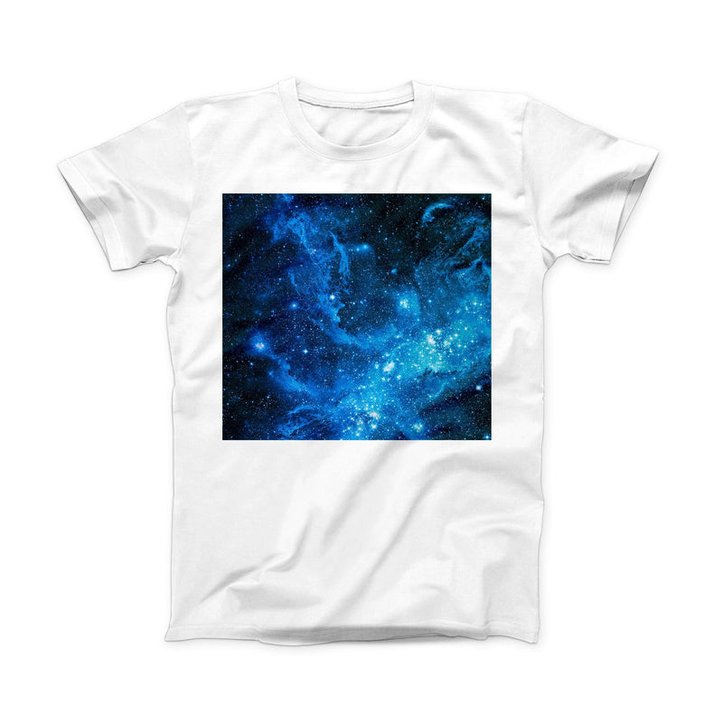 The Blue Hue Nebula ink-Fuzed Front Spot Graphic Unisex Soft-Fitted Tee Shirt