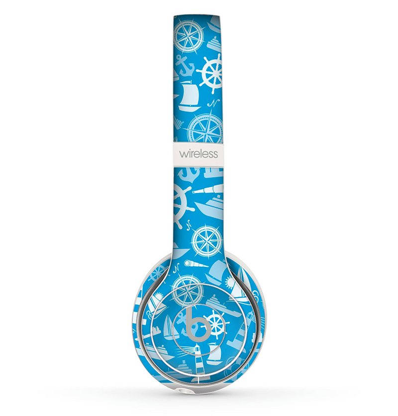 The Blue Nautical Collage Skin Set for the Beats by Dre Solo 2 Wireless Headphones