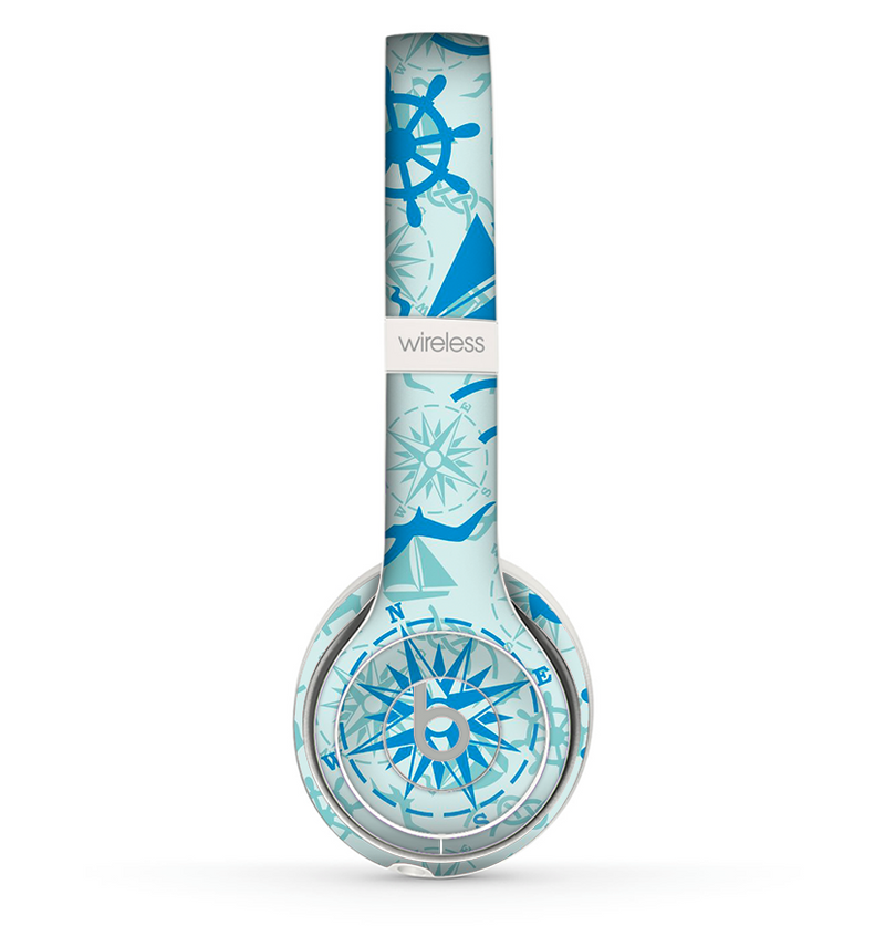 The Blue Nautical Collage V5 Skin Set for the Beats by Dre Solo 2 Wireless Headphones
