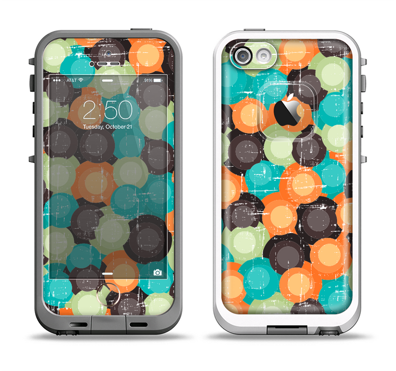 The Blue & Orange Abstract Polka Dots Apple iPhone 5-5s LifeProof Fre Case Skin Set