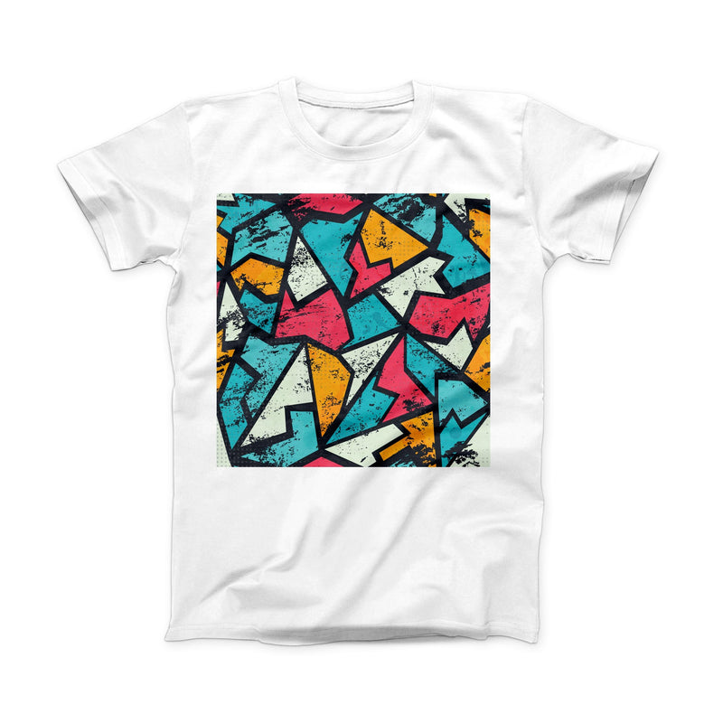 The Blue, Orange and Red Zig Zags ink-Fuzed Front Spot Graphic Unisex Soft-Fitted Tee Shirt