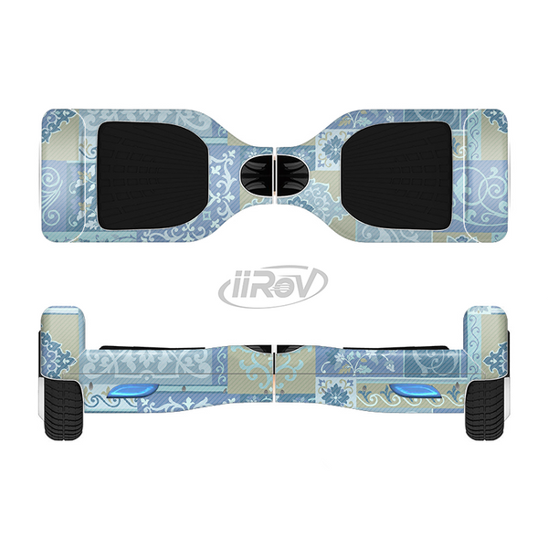 The Blue Patched Paisley Pattern Full-Body Skin Set for the Smart Drifting SuperCharged iiRov HoverBoard