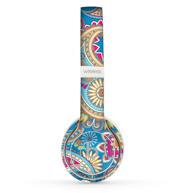 The Blue & Pink Layered Paisley Pattern V3 Skin Set for the Beats by Dre Solo 2 Wireless Headphones