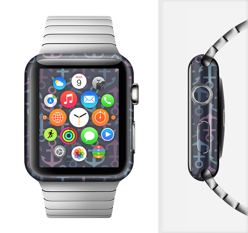 The Blue & Pink Vector Anchor Collage Full-Body Skin Set for the Apple Watch