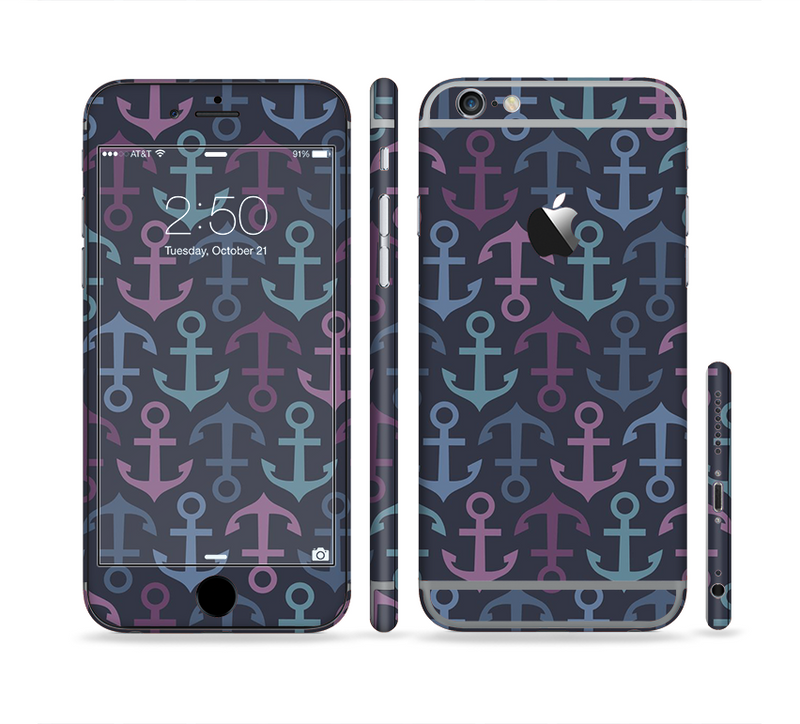 The Blue & Pink Vector Anchor Collage Sectioned Skin Series for the Apple iPhone 6/6s Plus