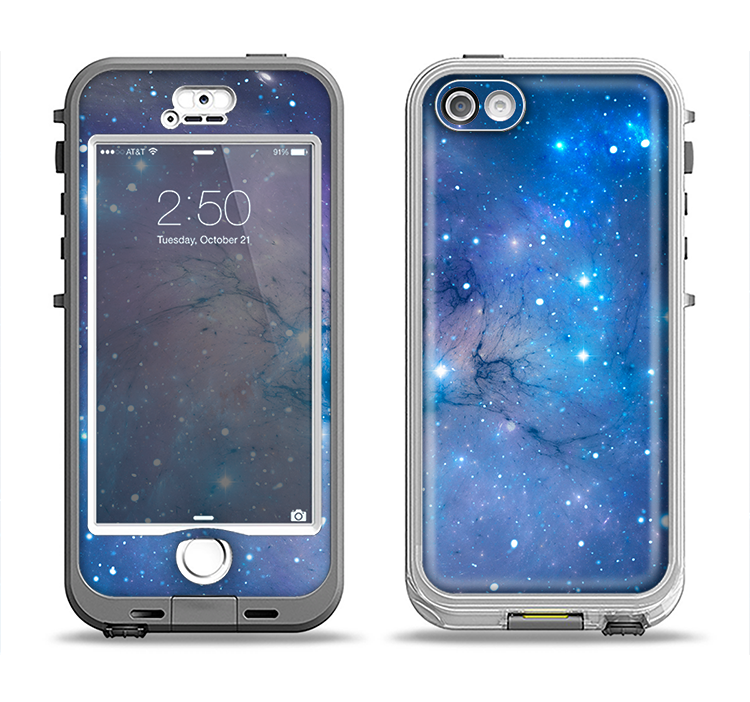 The Blue & Purple Mixed Universe Apple iPhone 5-5s LifeProof Nuud Case Skin Set